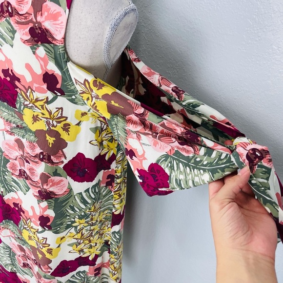WORLD MARKET FLORAL COLD SHOULDER MINI DRESS / TUNIC - Picture 5 of 5